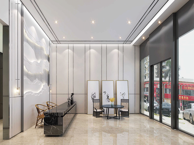 大型新中式辦公室裝修設(shè)計效果圖